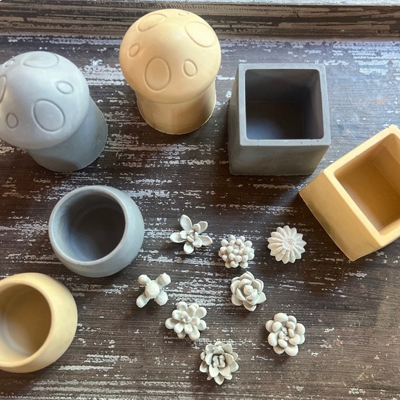 Hand Crafted Other - Handmade Small plant pot circular and square set of 2